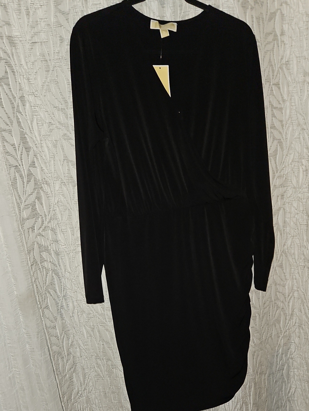 Michael Kors Black Long Sleeve Wrap-Style Dress